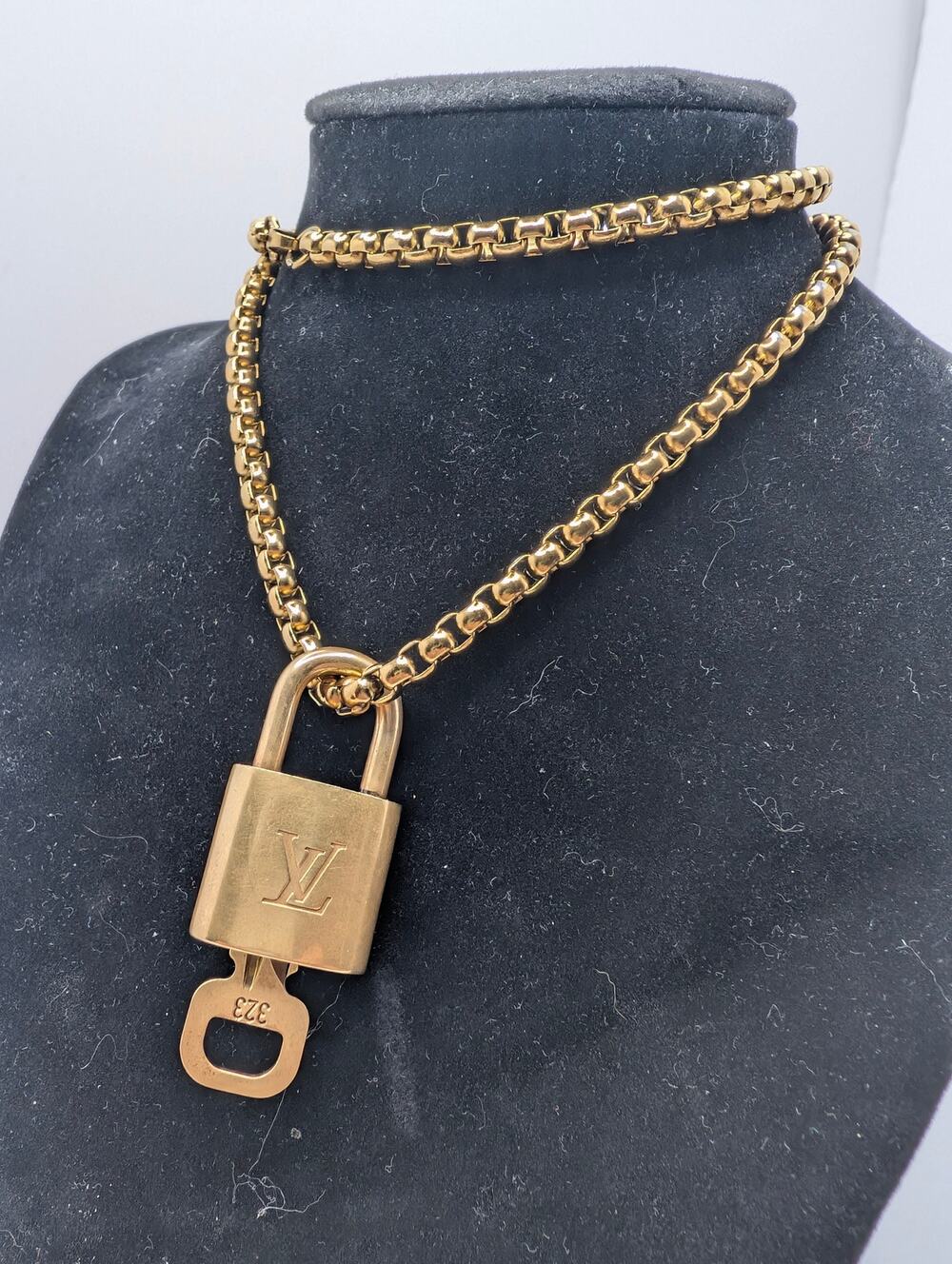 Authentic Louis Vuitton Brass Padlock & Key #323 - 300 Series Vintage
